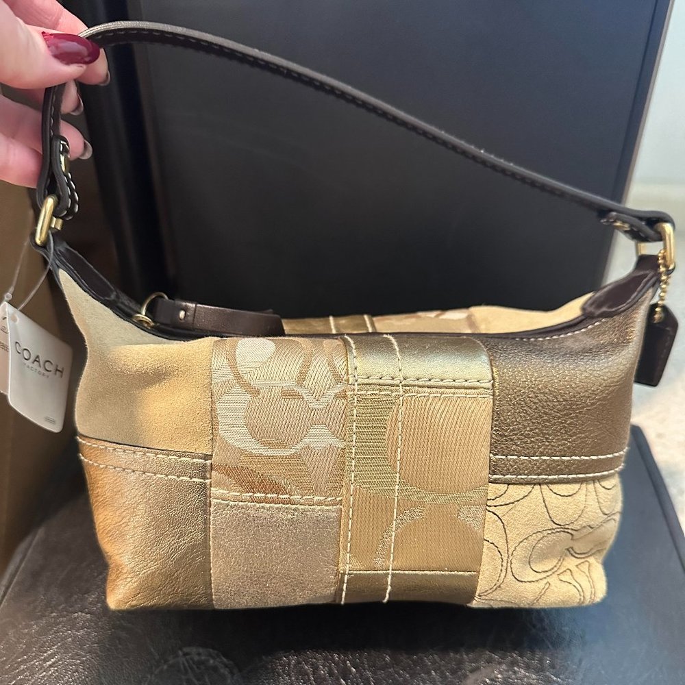 NWT COACH GOLD HOLIDAY PATCHWORK HANDBAG 40971 NEW WITH TAG